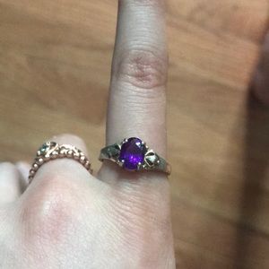 silver ring w purple gem